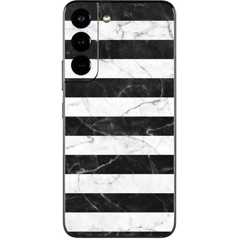 Black and White Striped Marble Galaxy S22 Skin
